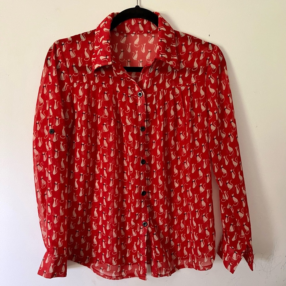 Printed Blouse (cat print)